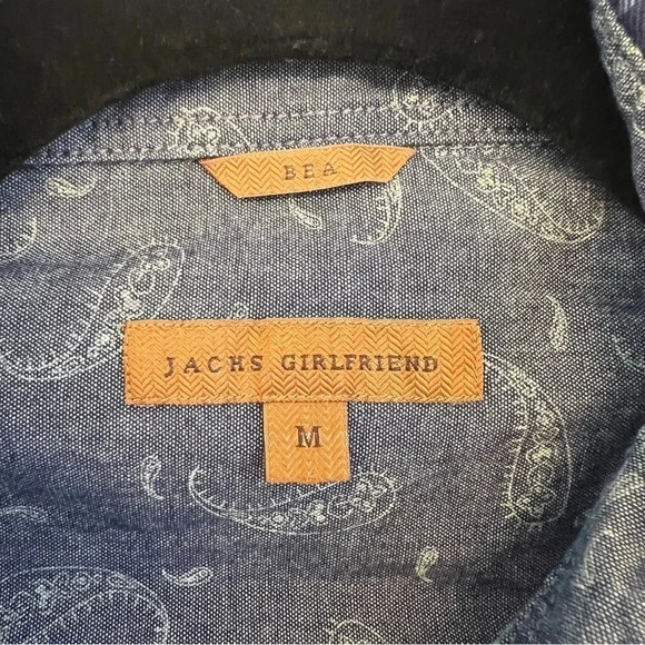 JACHS Girlfriend Bea Snap Front Blue White Plaid Shirt Women’s Size Medium - Picture 5 of 5